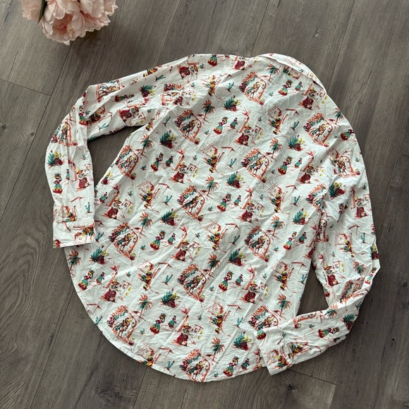 Cruel Denim Senorita White Spanish Print Button Up Cowgirl Top - Picture 5 of 6